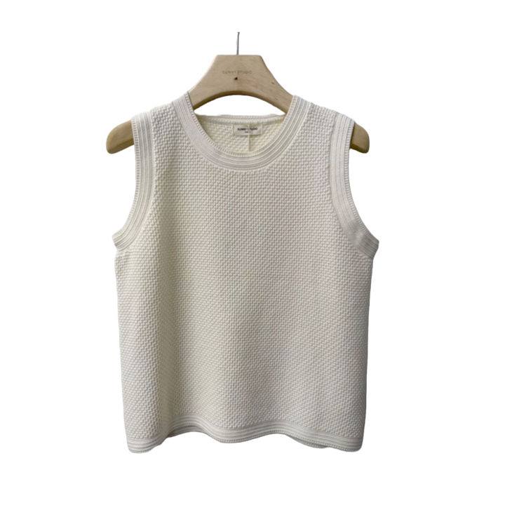 1SO0403-205 [SUNNY STUDIO] Textured Sleeveless Top White #770128-SERENE (EU)