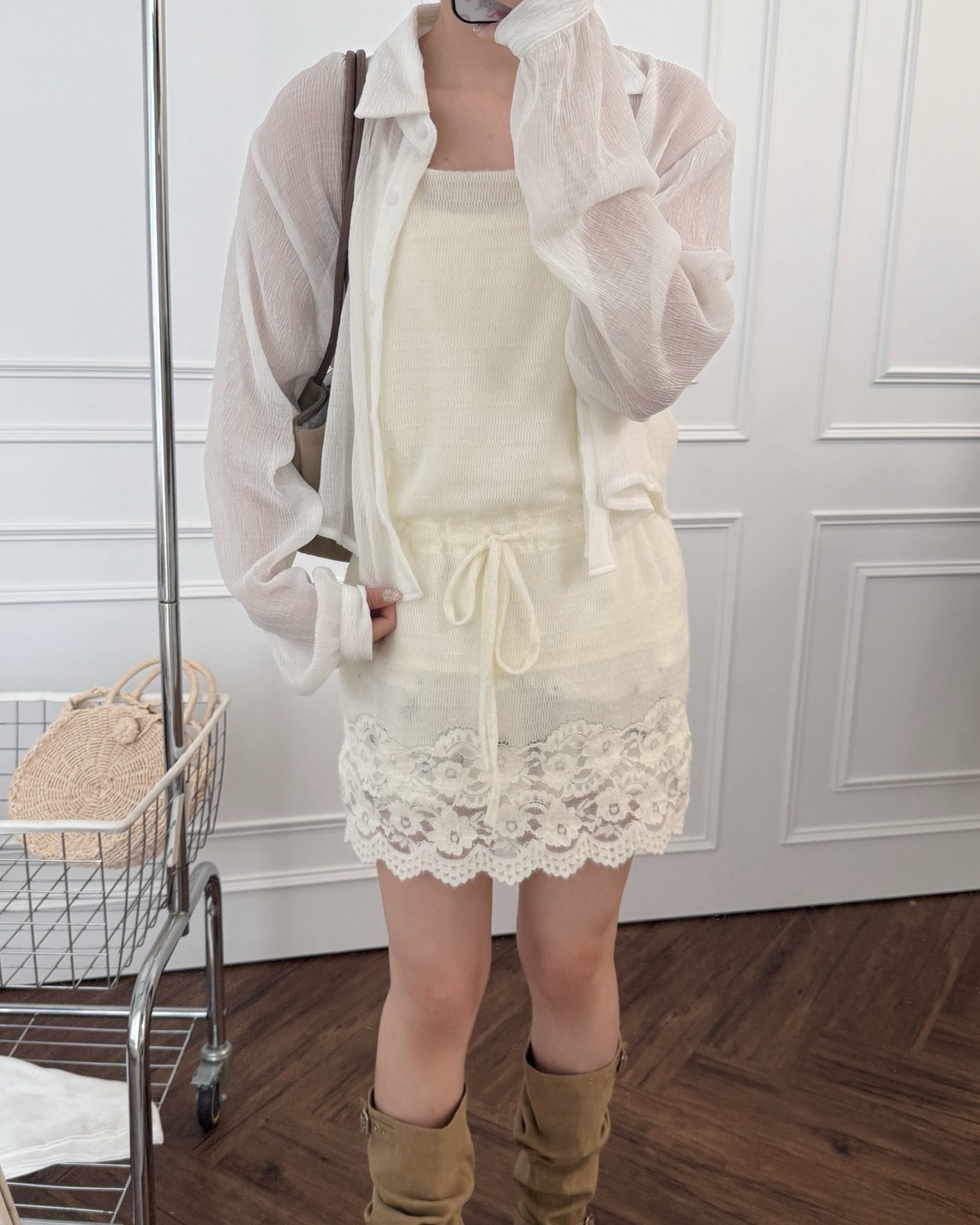 法朵Fado shop｜復古細褶蕾絲針織吊帶 1705013 兩色