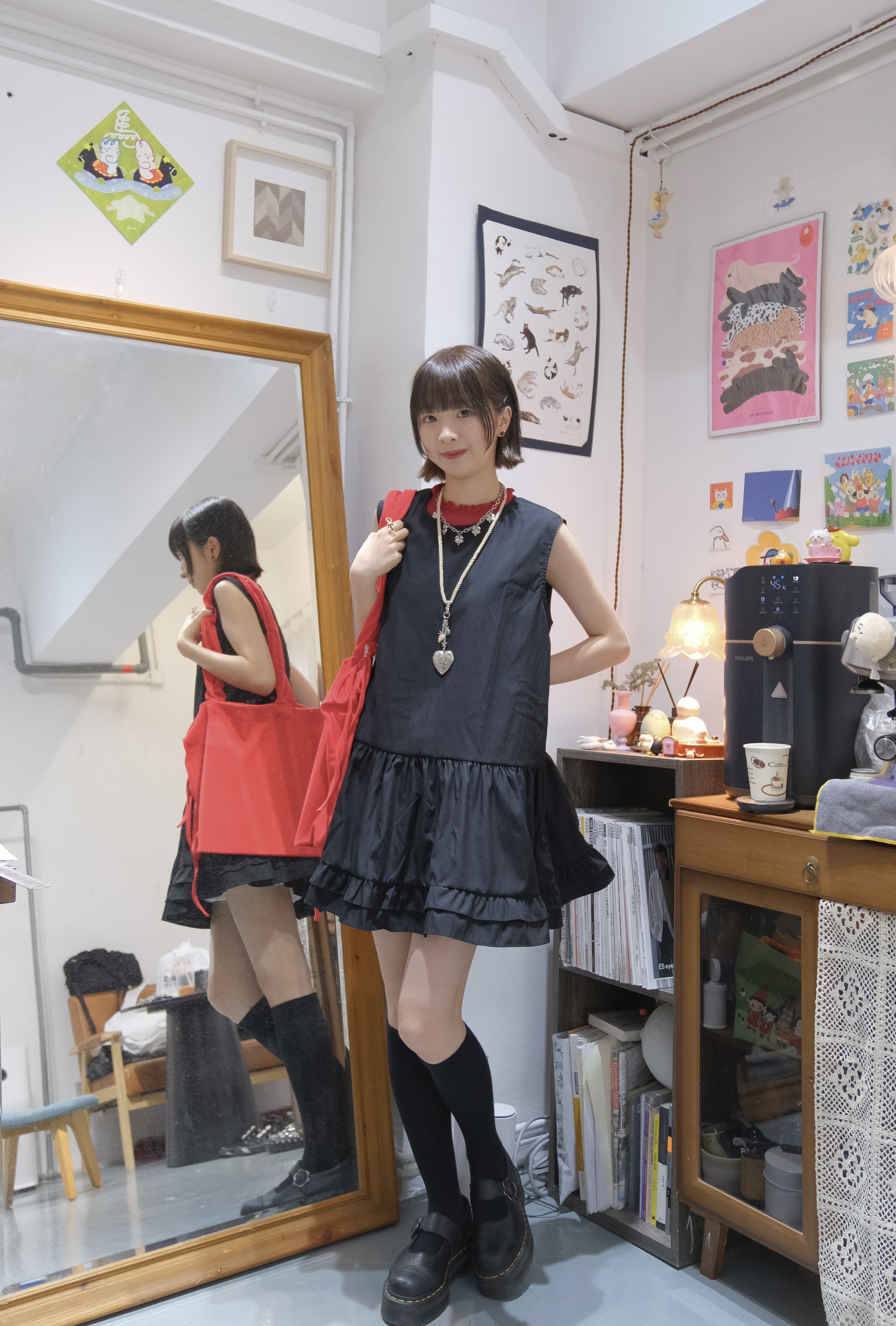 [兩色入] 層層小傘短OPS(Black)