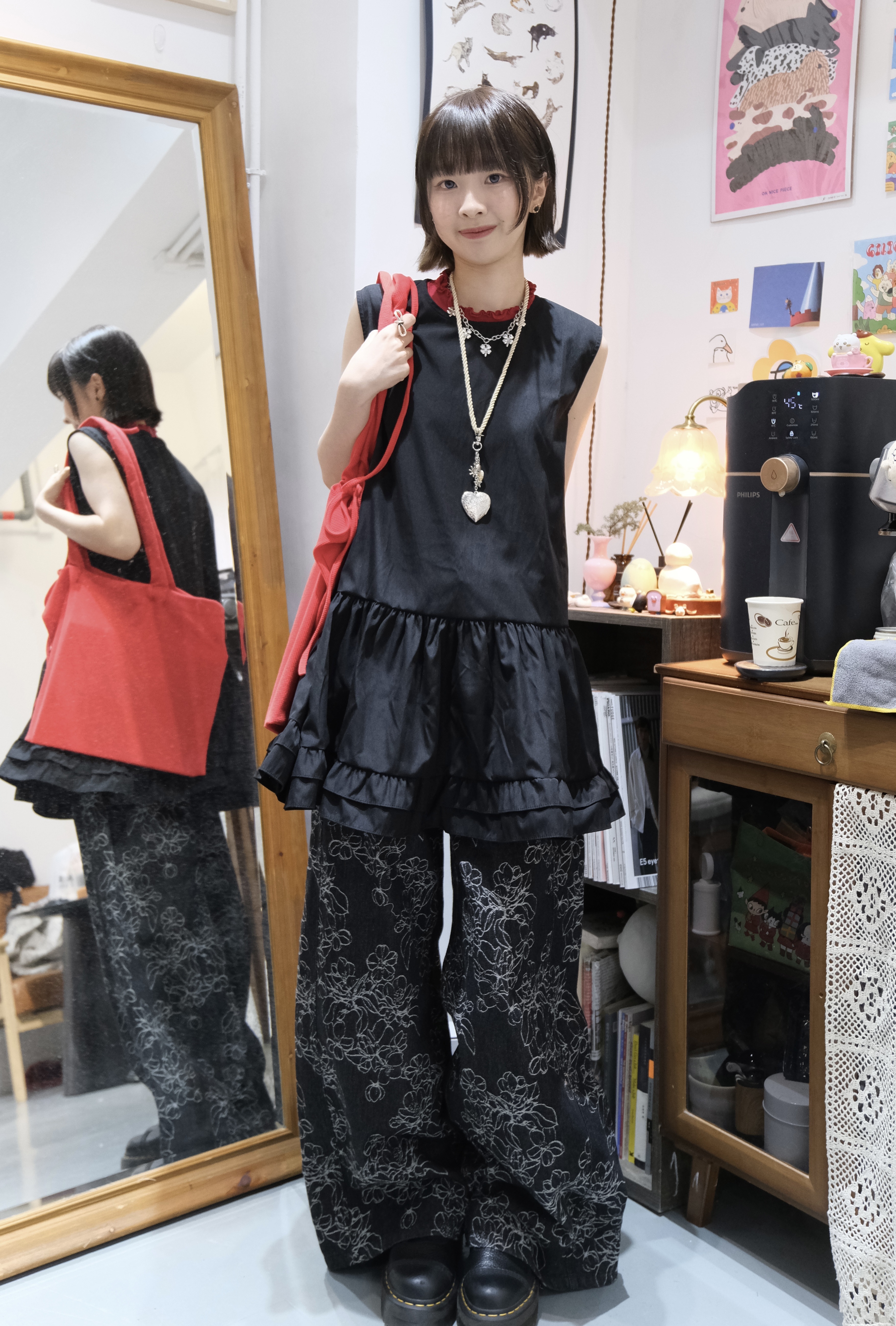 [兩色入] 層層小傘短OPS(Black)