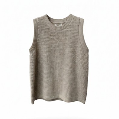 1SO0403-206 [SUNNY STUDIO] Textured Sleeveless Top Beige #770128-SERENE (EU)