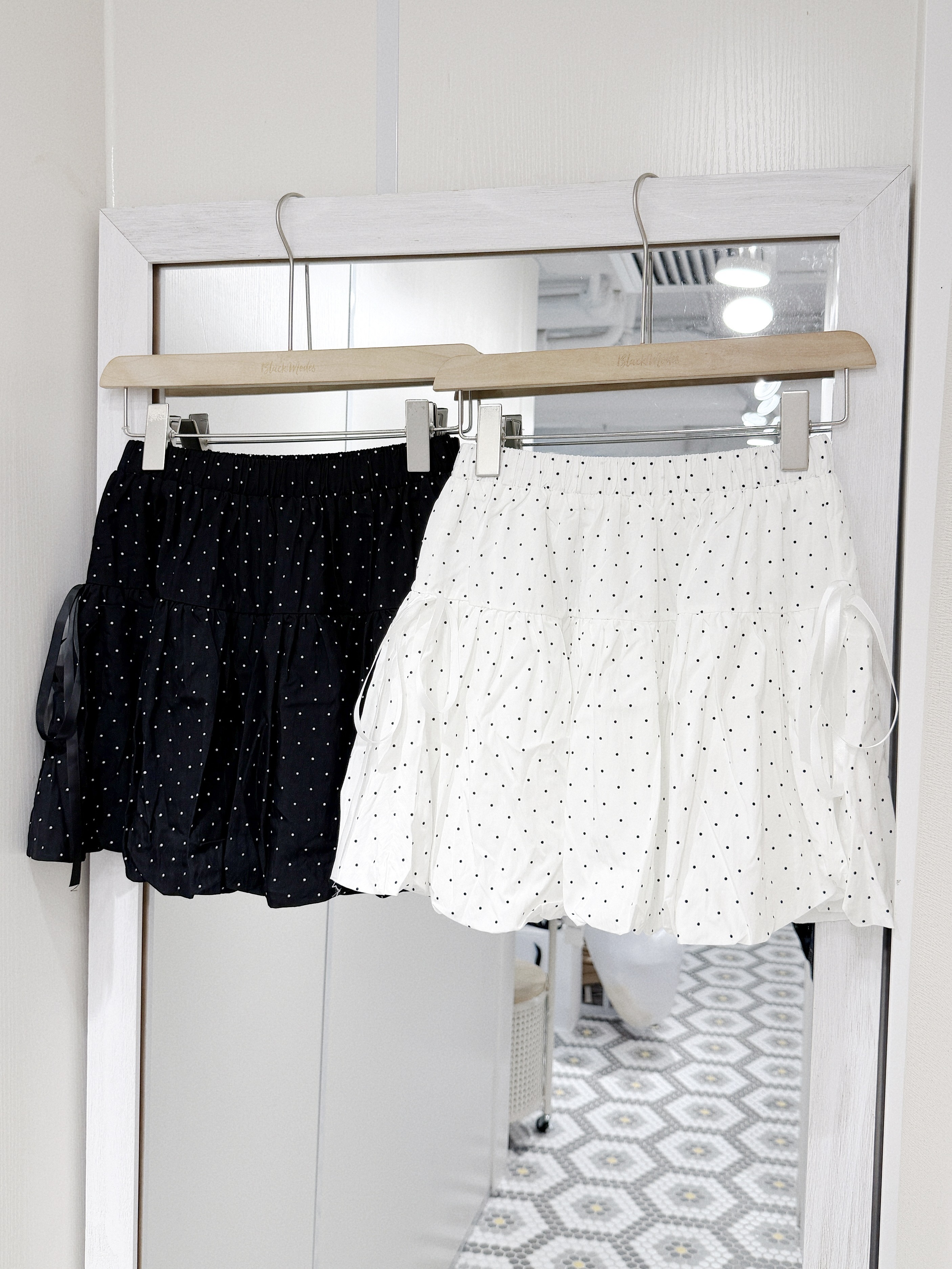 D0541｜韓系少女感波點蝴蝶結泡泡短裙🫧⋆｡˚