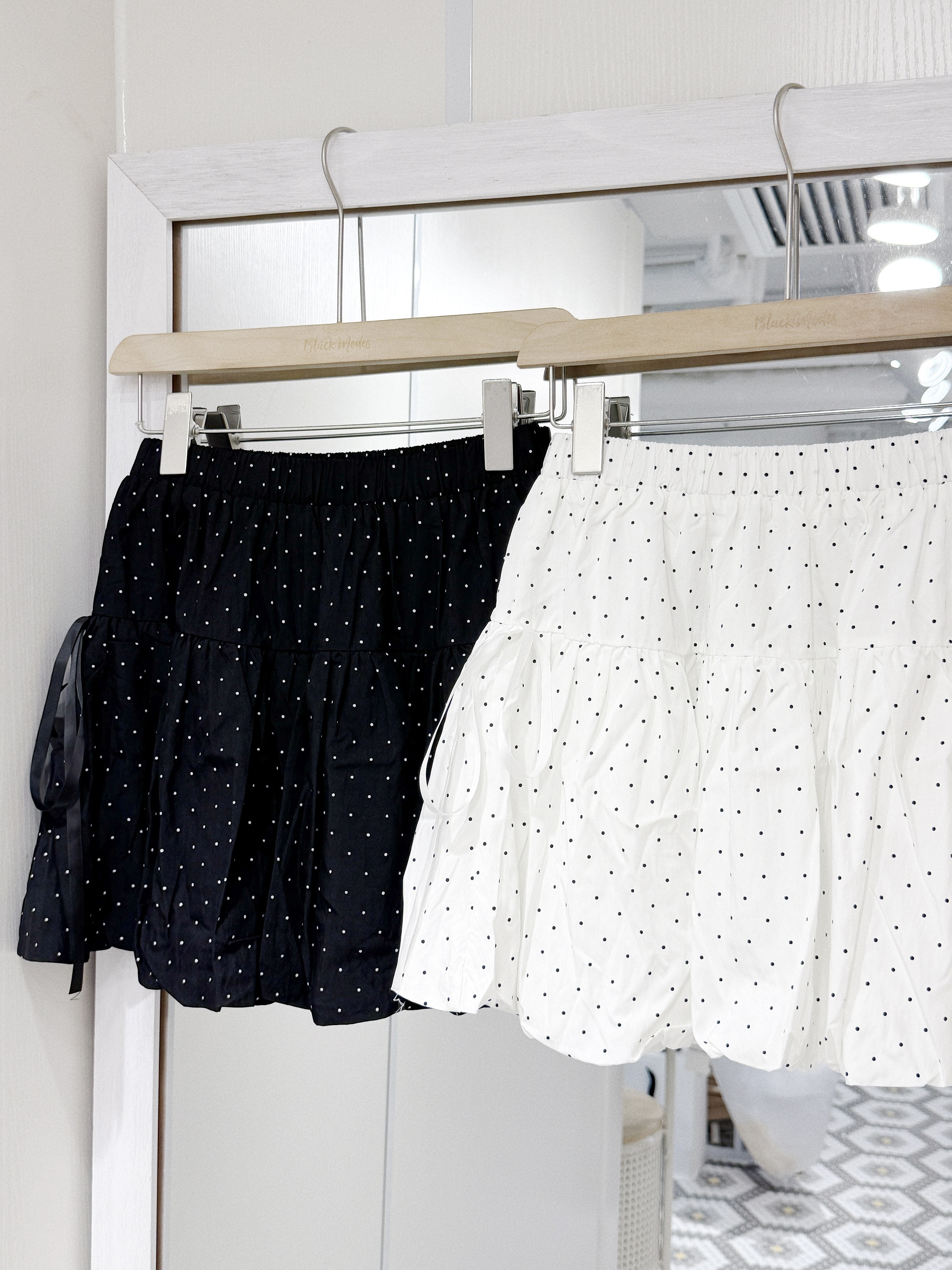 D0541｜韓系少女感波點蝴蝶結泡泡短裙🫧⋆｡˚