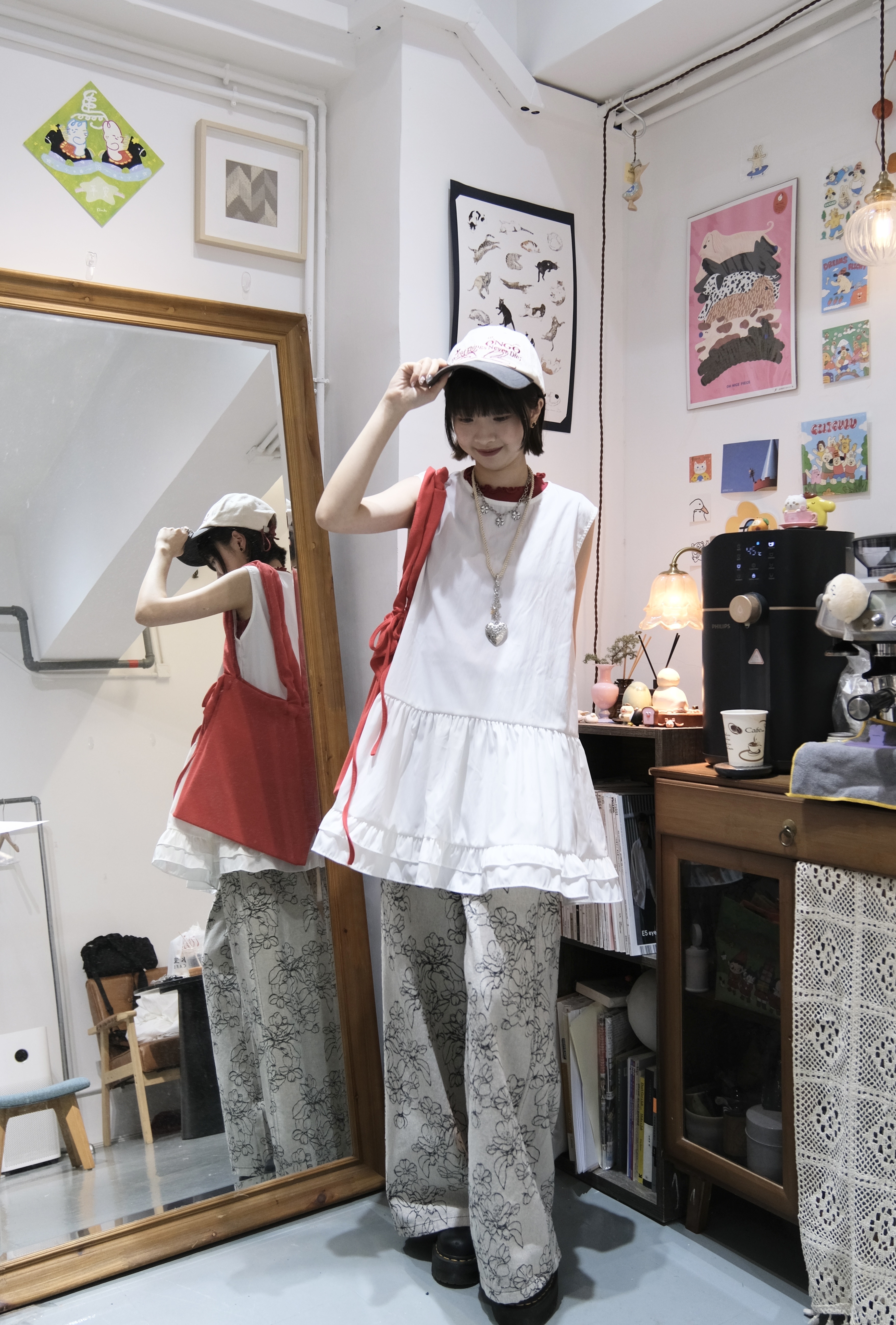 [兩色入] 層層小傘短OPS(White)