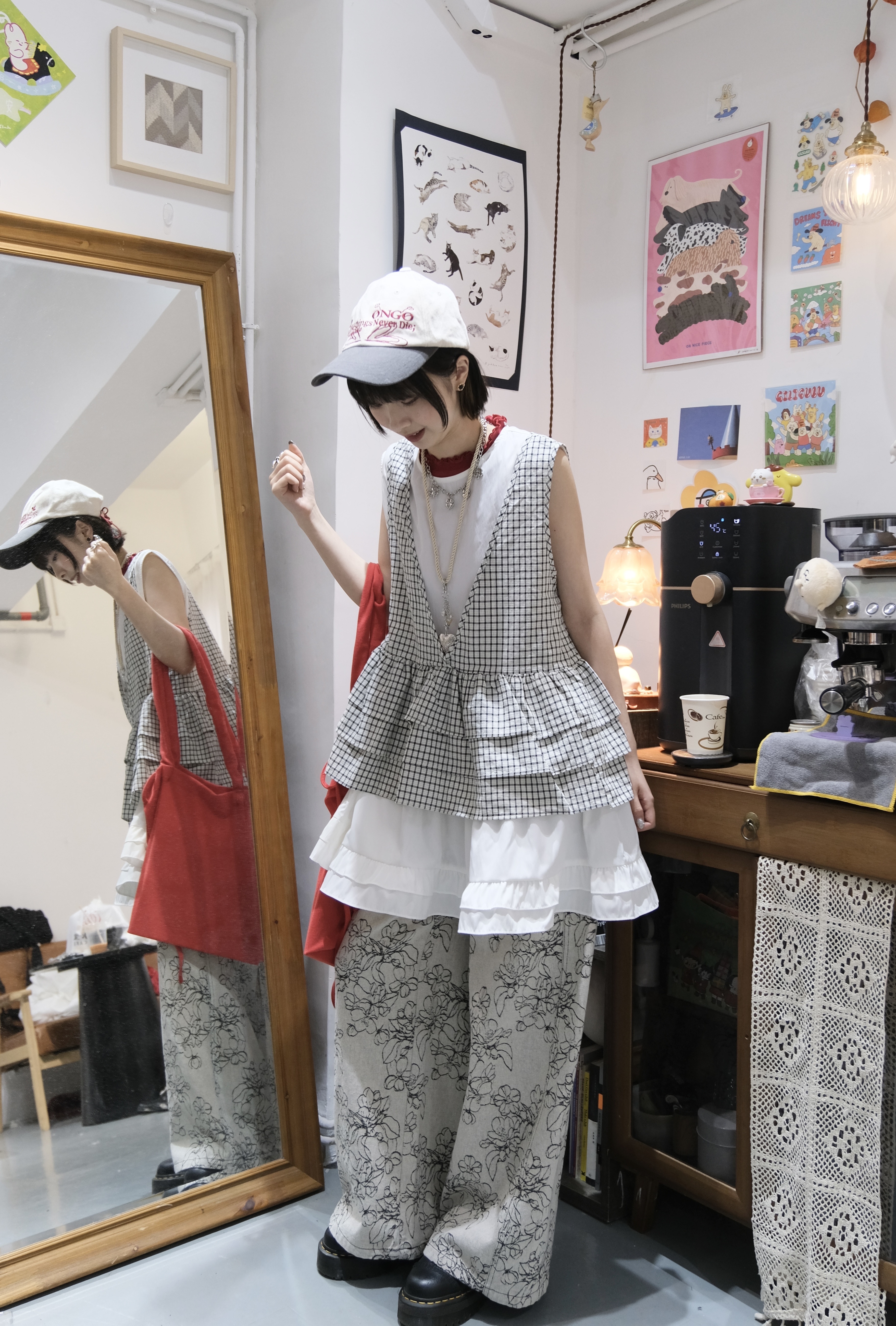 [兩色入] 層層小傘短OPS(White)