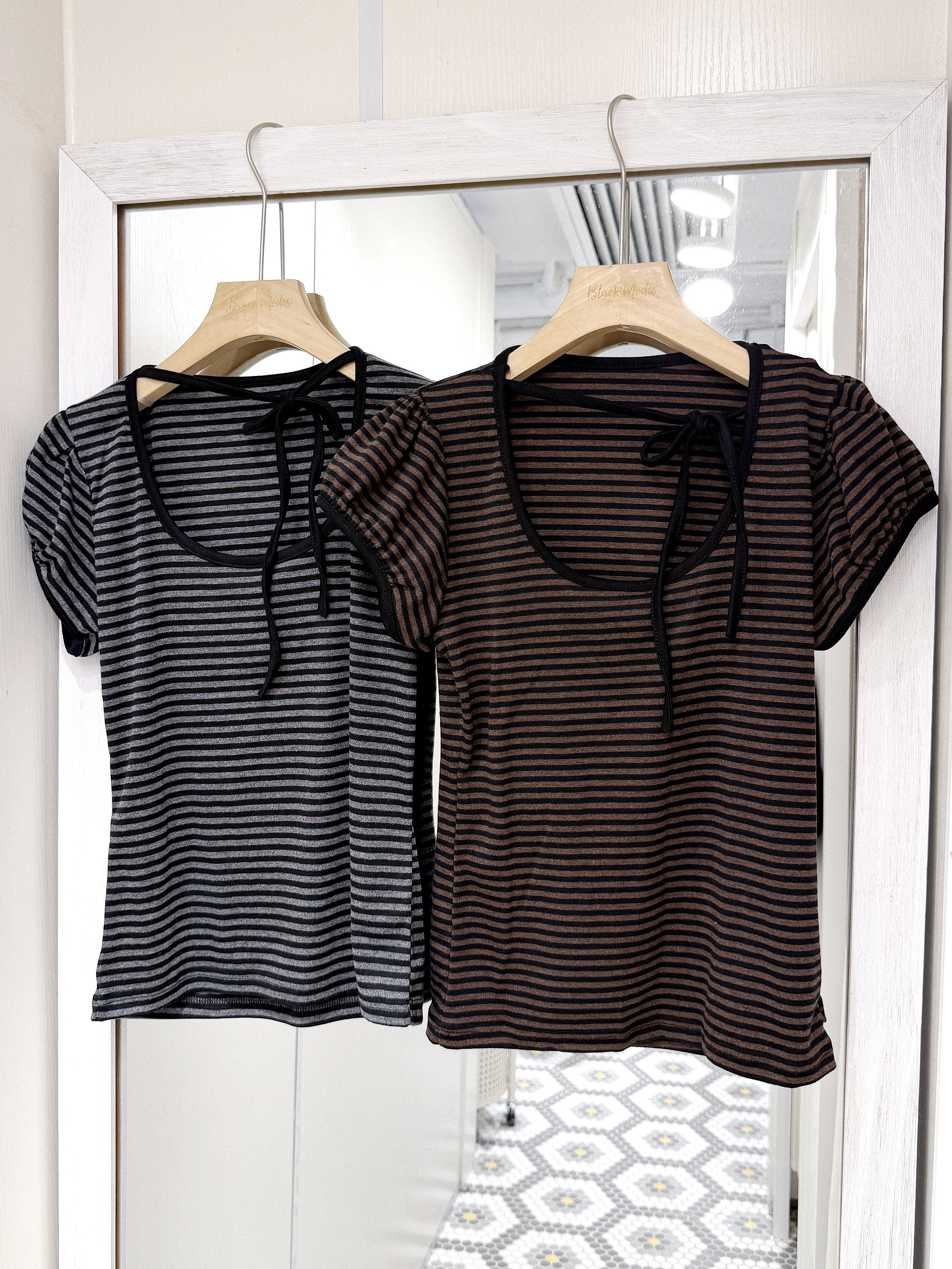 T1375｜韓系圓領橫間綁繩上衣 ᯓ🎱✩₊˚.💿