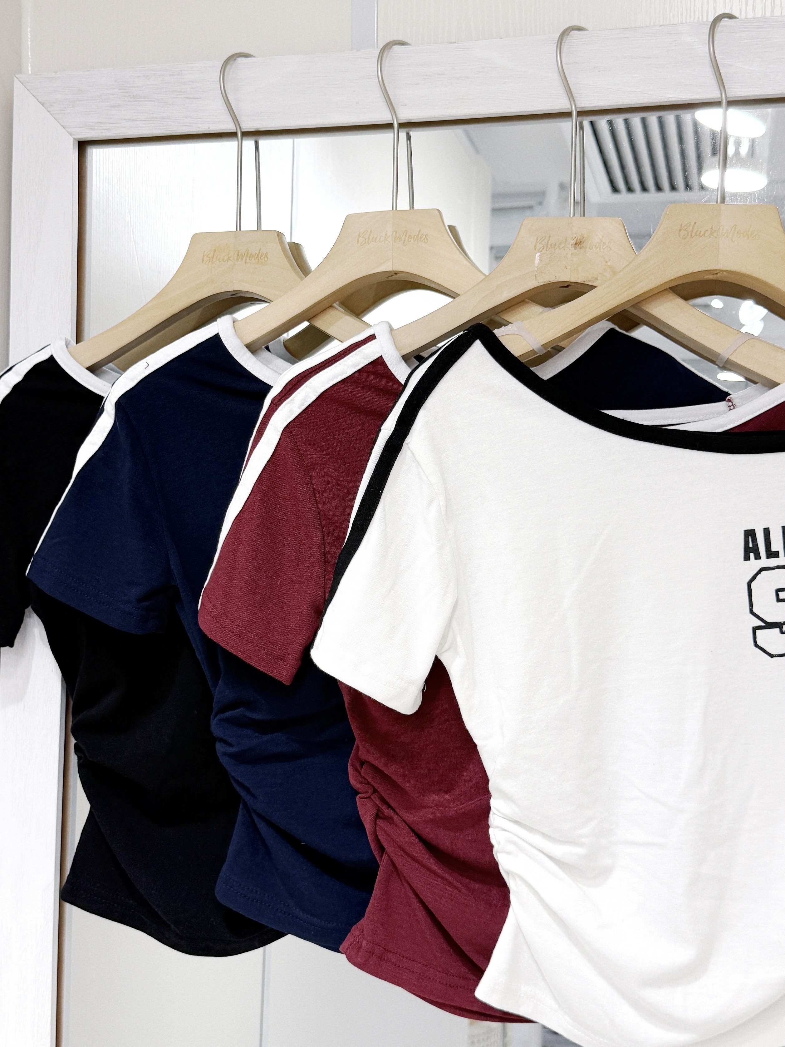 T1374｜歐美風斜肩ALPHA 0 97雙線修腰上衣 🇬🇧ೃ࿔⋆☕︎˖𓍢ִ♚