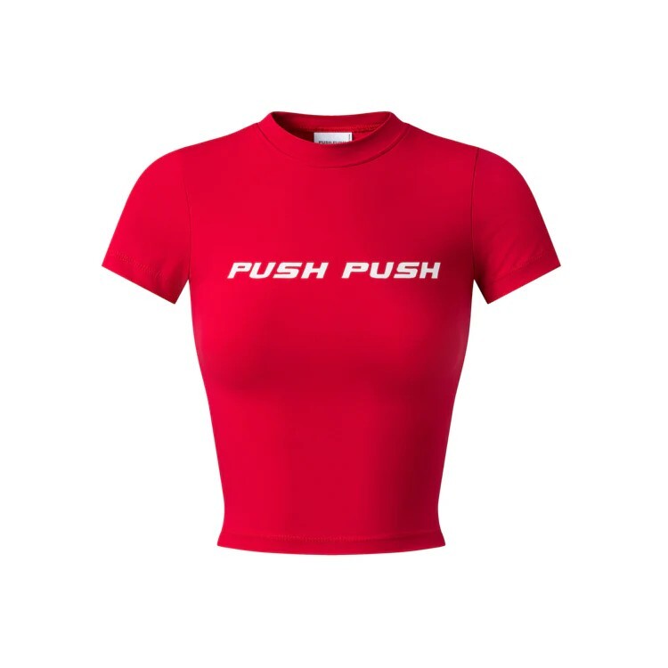 PUSH PUSH PWR BABY TEE 小高領 緊身 短版 上衣 短T