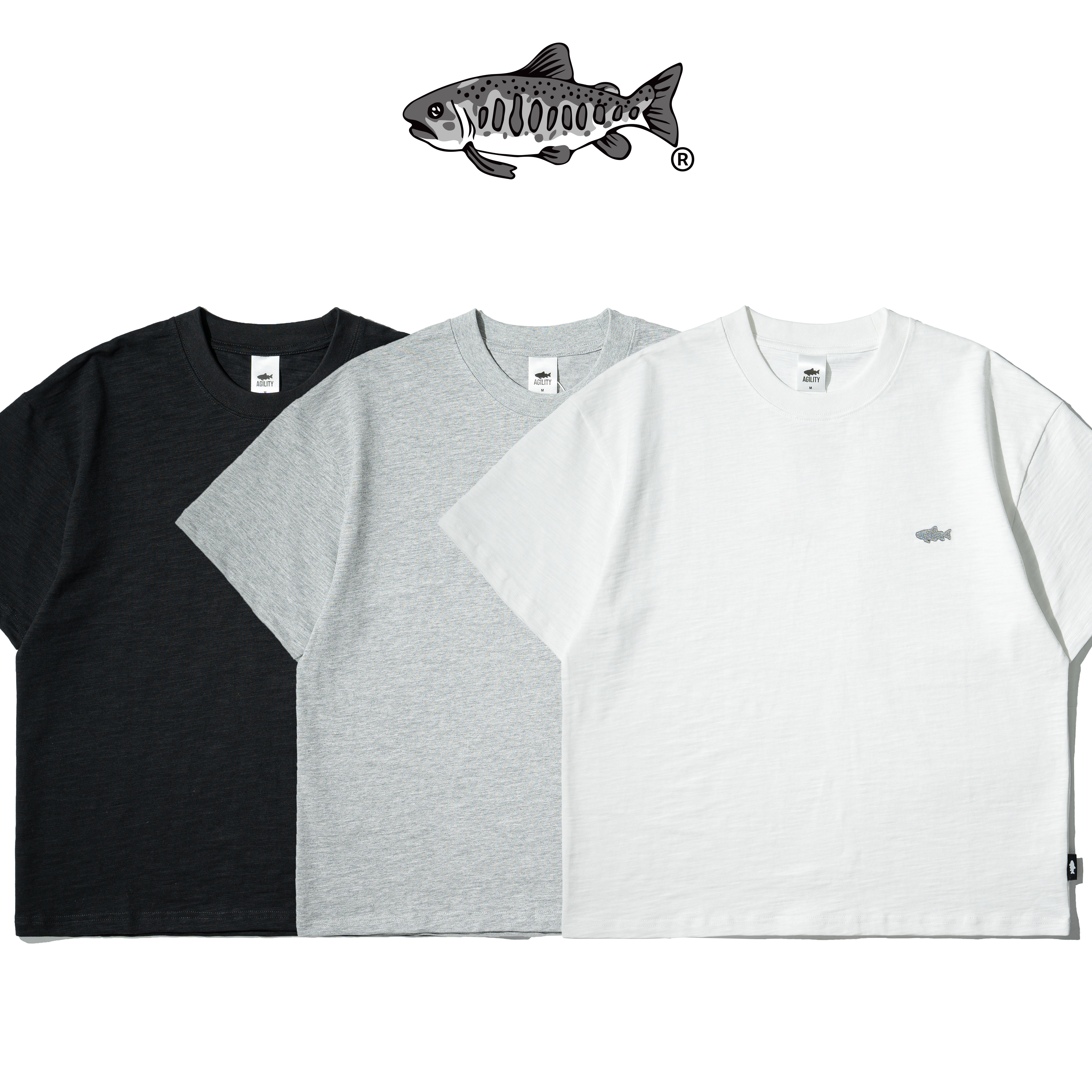 AGILITY Slub Cotton Tee / Shadow 魚影刺繡  天竺棉 短袖Tee [SC9-BT]