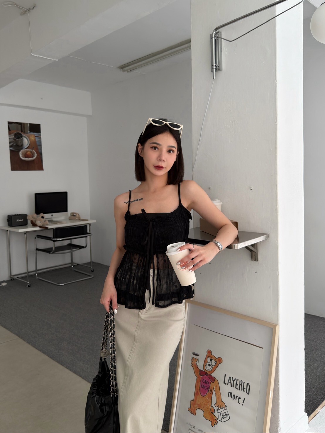 前綁帶透透造型背心