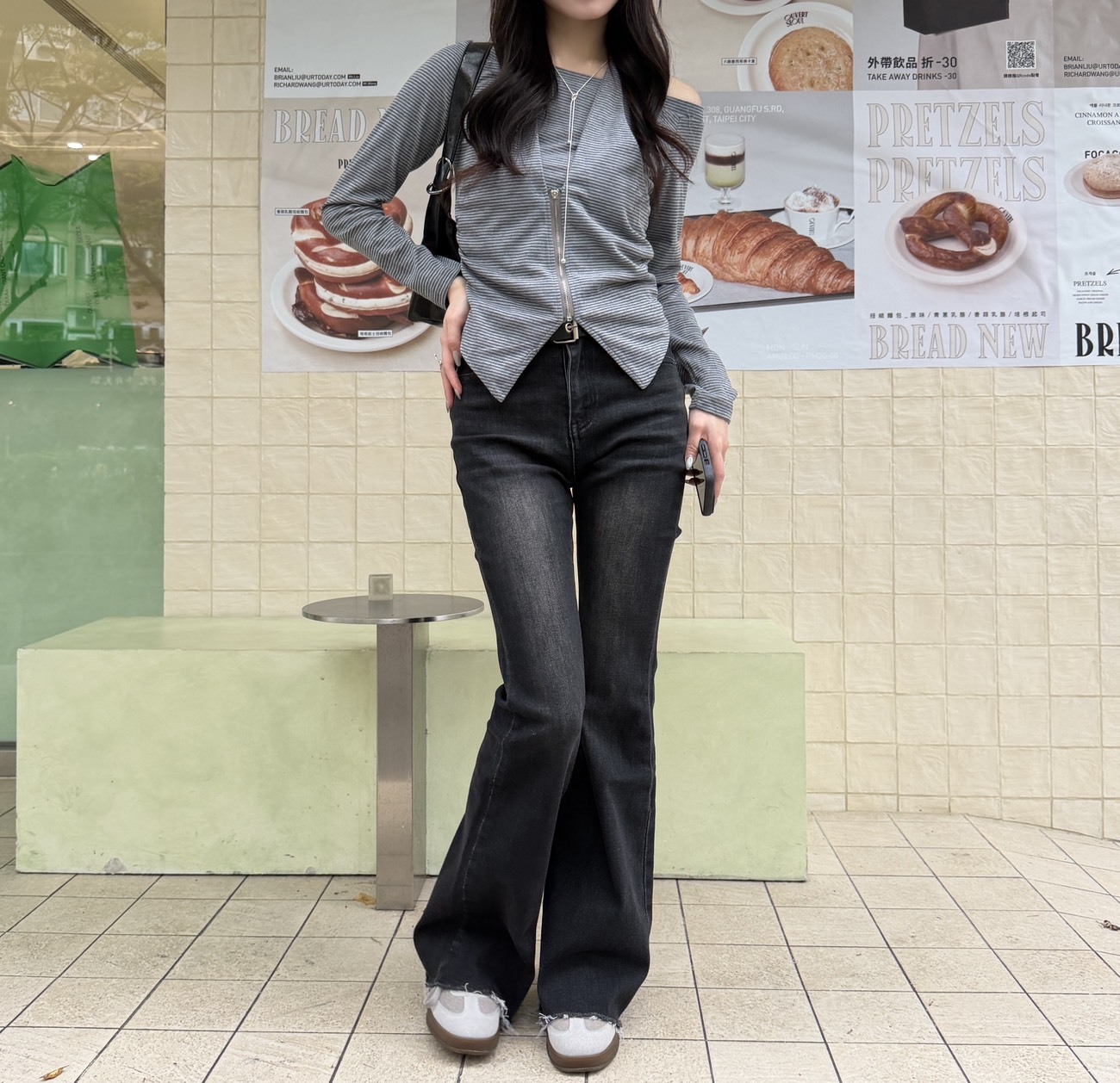 11011 美式個性復古喇叭牛仔褲