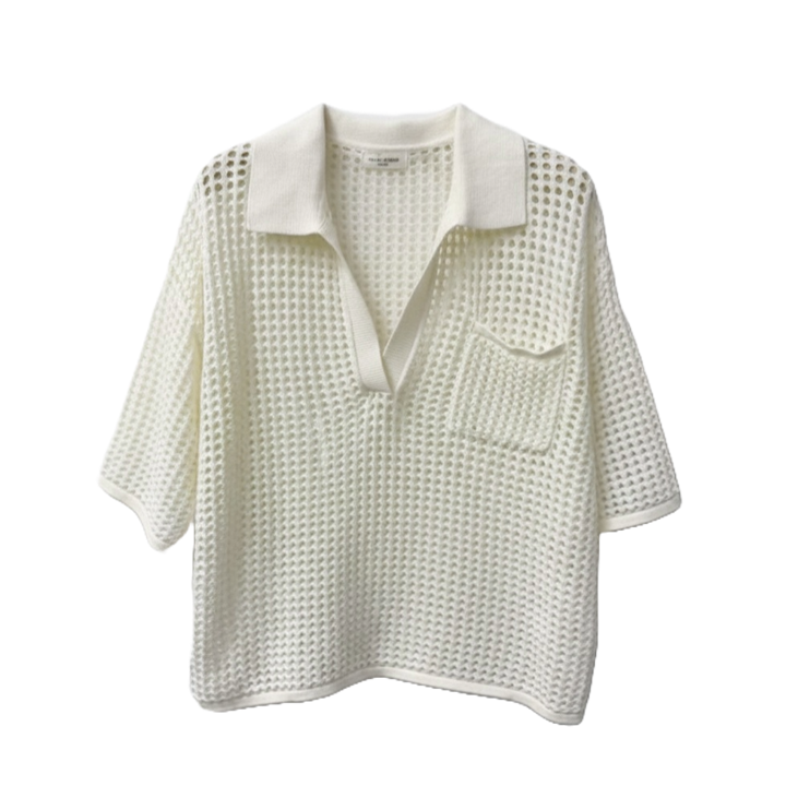 1SO0403-211 [SUNNY STUDIO] Textured Polo Shirt White #770143-ENA (EU)