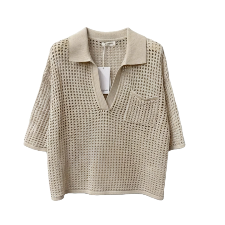 1SO0403-212 [SUNNY STUDIO] Textured Polo Shirt Beige #770143-ENA (EU)