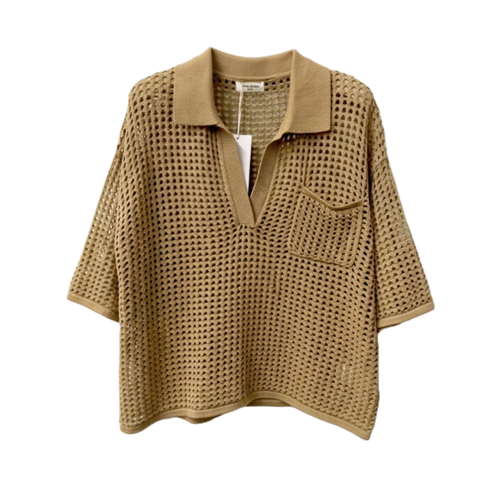 1SO0403-213 [SUNNY STUDIO] Textured Polo Shirt Camel #770143-ENA (EU)