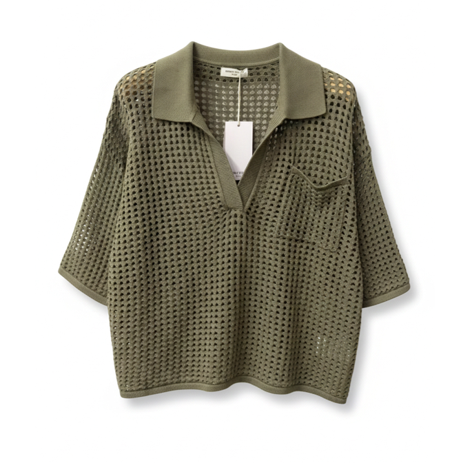 1SO0403-214 [SUNNY STUDIO] Textured Polo Shirt Kaki #770143-ENA (EU)