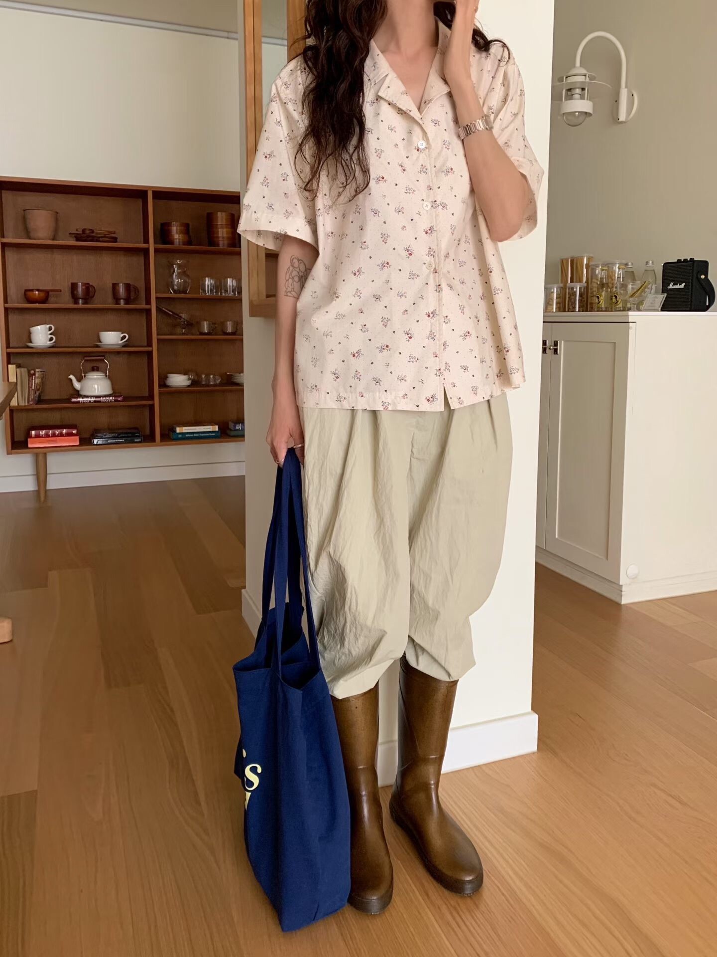 古巴領小花短袖襯衫