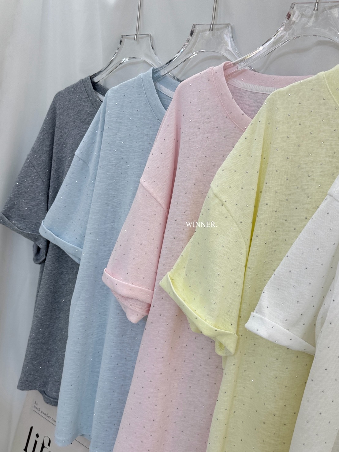 3301 韓系滿鑽竹節棉涼感大T