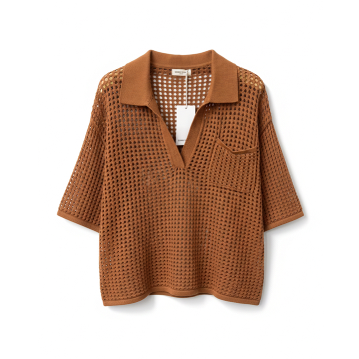 1SO0403-215 [SUNNY STUDIO] Textured Polo Shirt Terracotta #770143-ENA (EU)