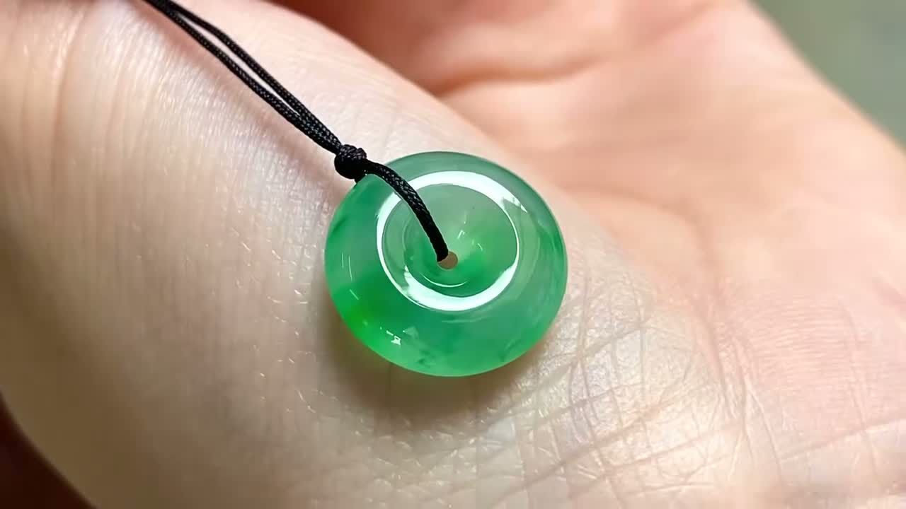 翡翠陽綠平安扣 (13.8mm直徑),天然翡翠A玉, 緬甸玉, Jade, Jadeite