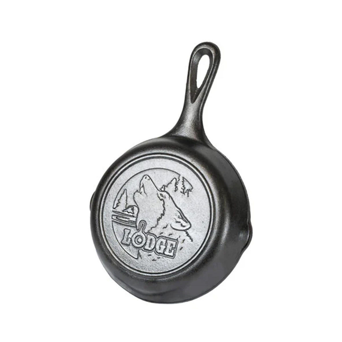 美國 Lodge Wildlife D6.5" 鑄鐵單柄煎鍋(附狼圖案) -F-L3SKWLWF