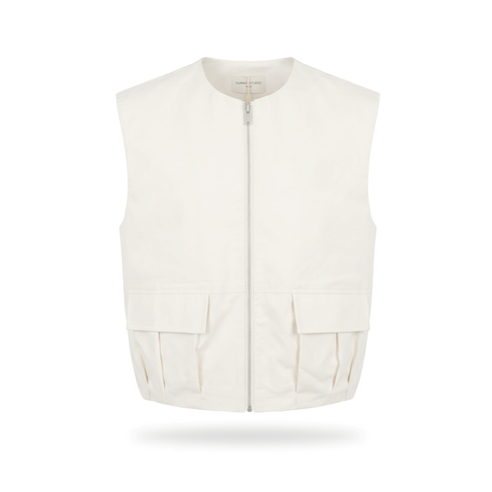 1SO0403-219 [SUNNY STUDIO] Sleeveless Zip-Up Jacket White #37113-WESLY (EU)