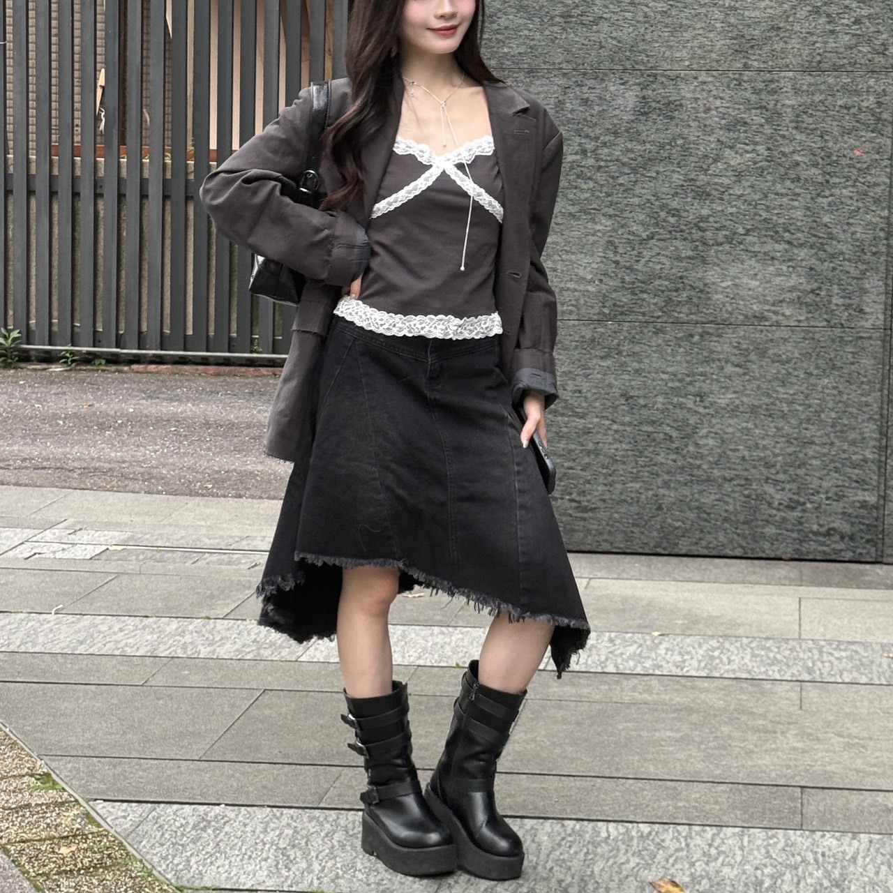 6011 美式抽鬚設計感半身裙