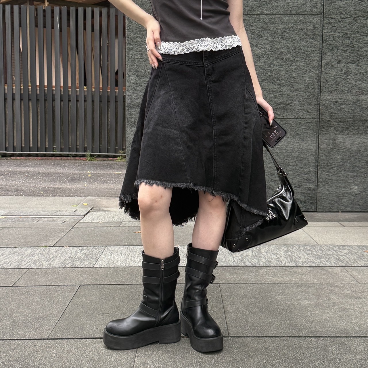 6011 美式抽鬚設計感半身裙