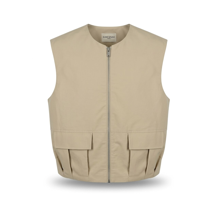 1SO0403-220 [SUNNY STUDIO] Sleeveless Zip-Up Jacket Beige #37113-WESLY (EU)