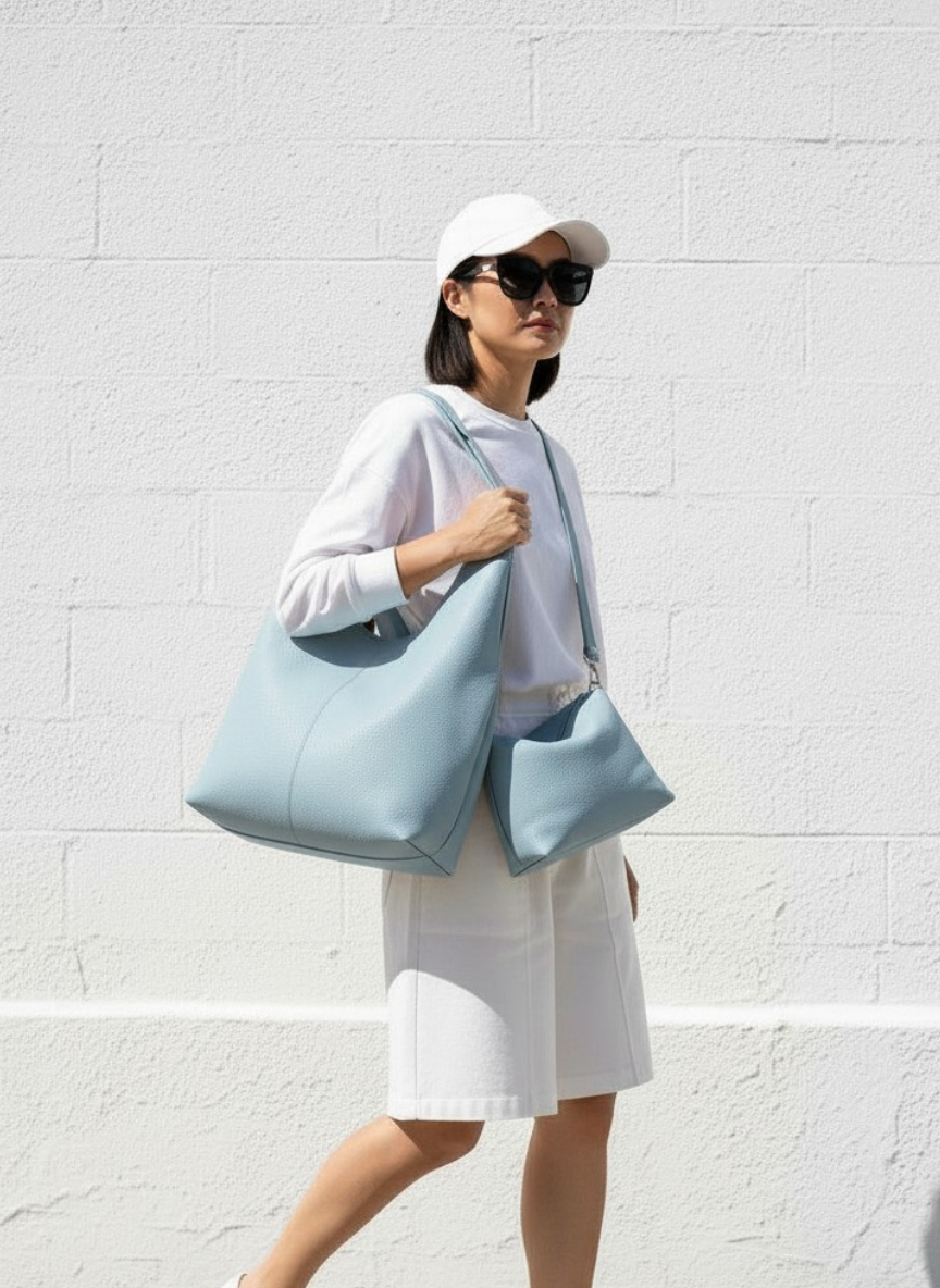 Fairy 素面簡約肩背包 水藍