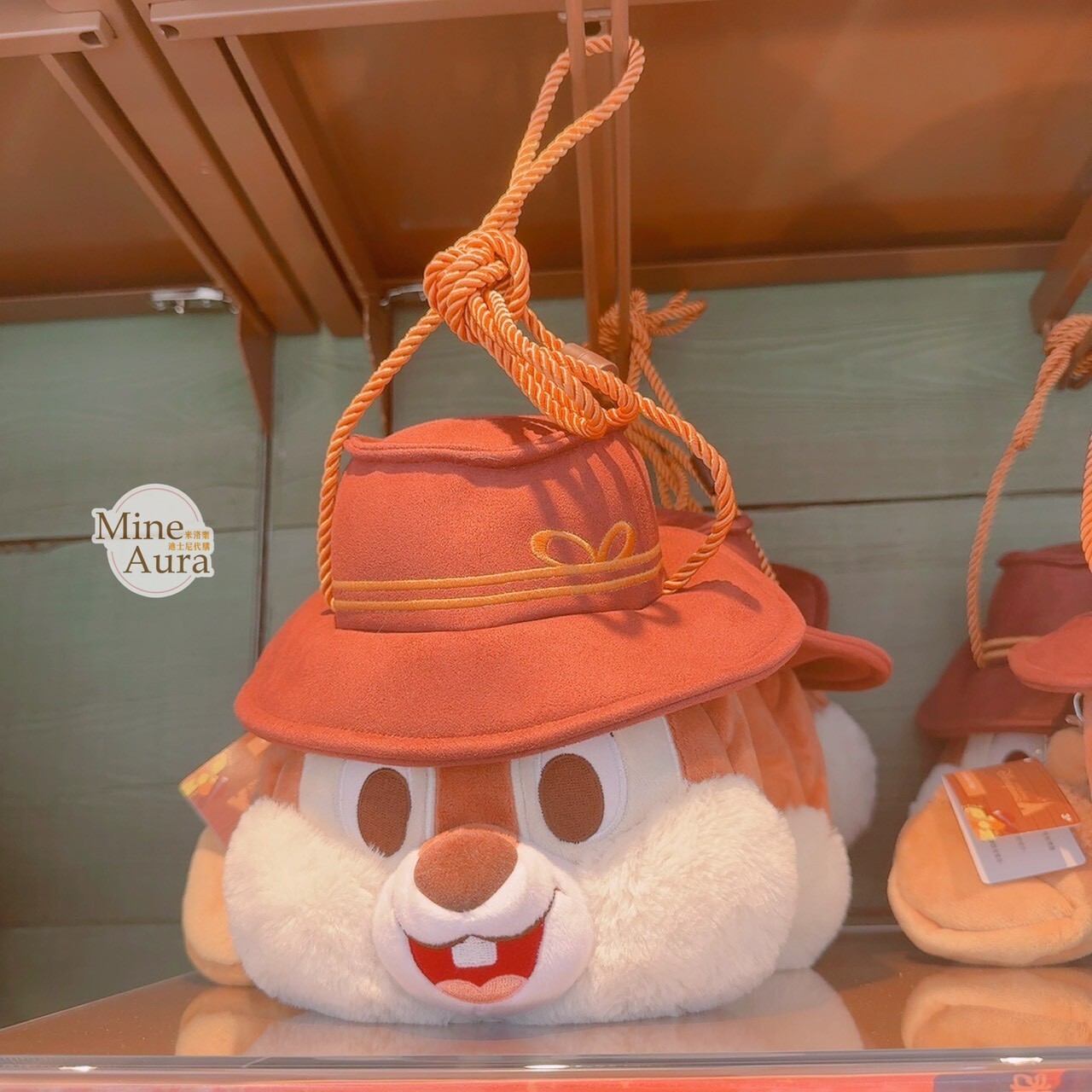 灰熊山谷 奇奇蒂蒂 Chip 'n Dale 尋金活動系列 絨毛大頭 斜背 小包 -香港迪士尼樂園