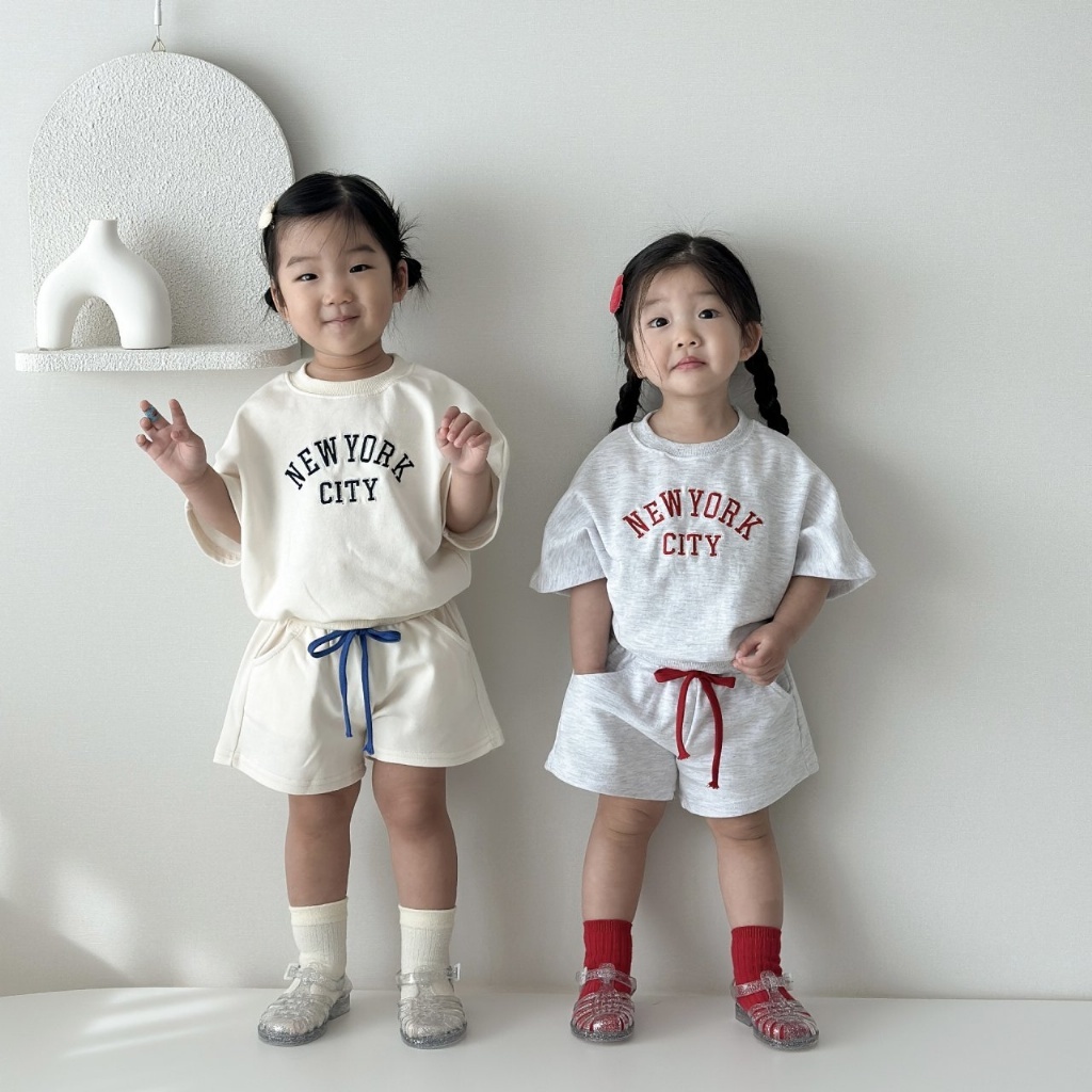 正韓夏MORAN 嫩嬰小童兩色new york套裝