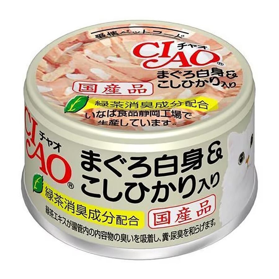 CIAO 貓罐頭．白身肉吞拿魚+越光米85g #A-04