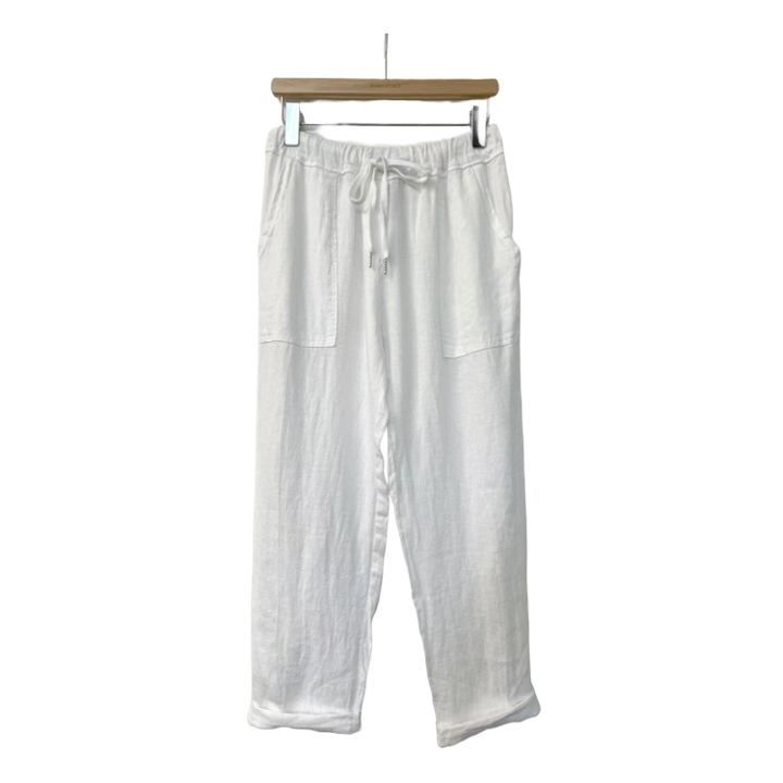 1SO0403-222 [SUNNY STUDIO] Linen Trousers Casual Style Blanc #372651 (EU)