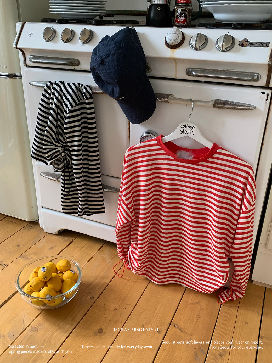 (R01)小日常條紋抽繩TEE-2色