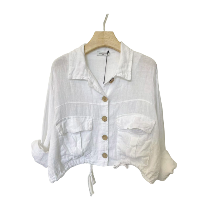 1SO0403-227 [SUNNY STUDIO] Linen Jacket Blanc #6076 (EU)