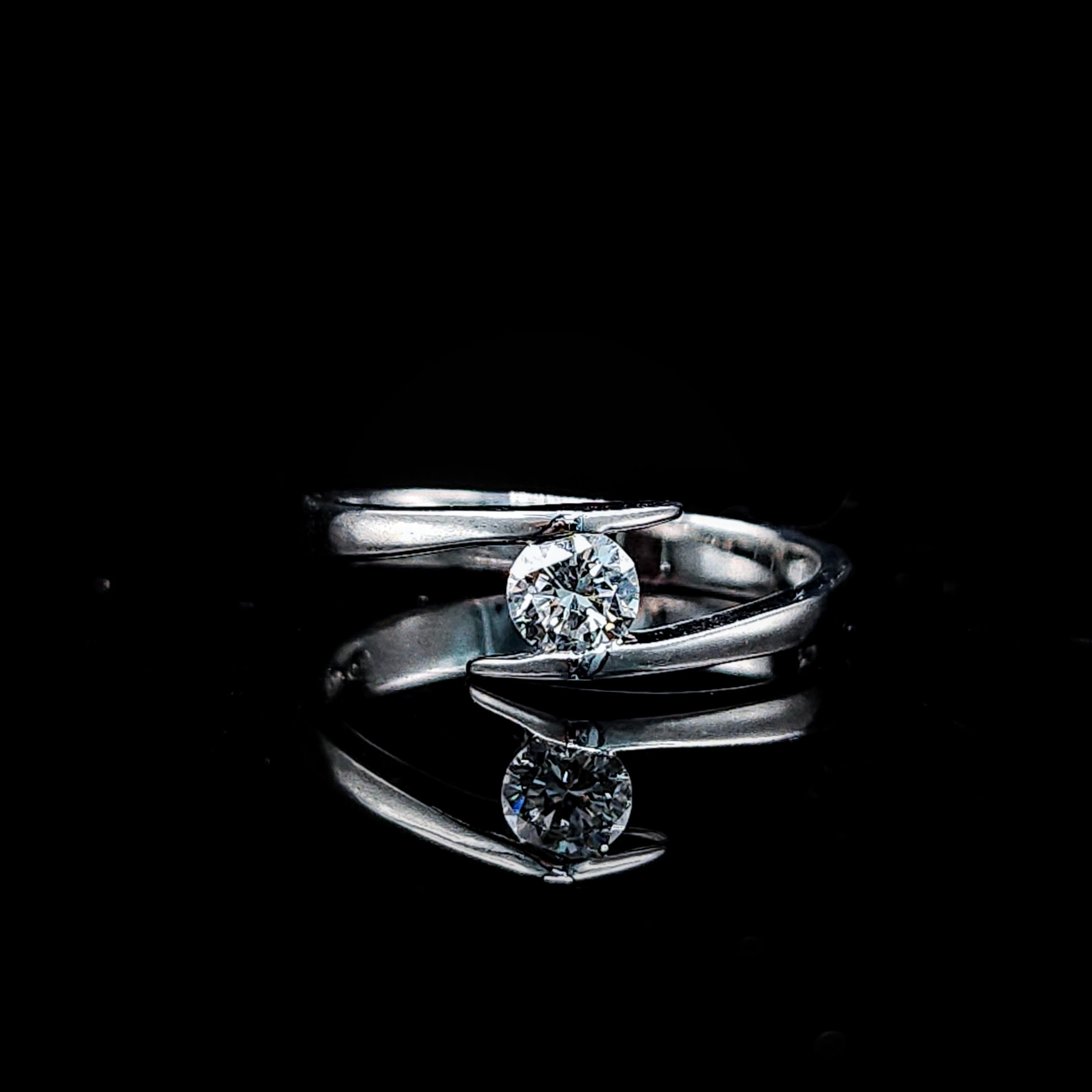 全新18K白金【單粒24份鑽石】戒指