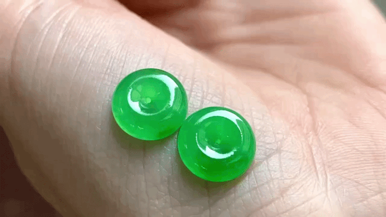 325460 翡翠正陽綠平安扣一對 (10mm直徑)