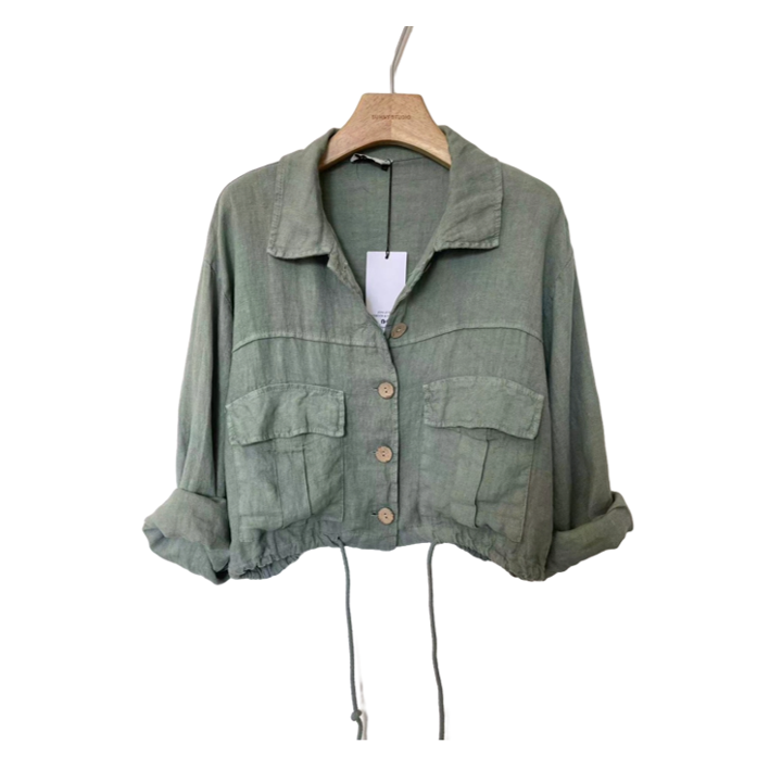 1SO0403-230 [SUNNY STUDIO] Linen Jacket Kaki #6076 (EU)