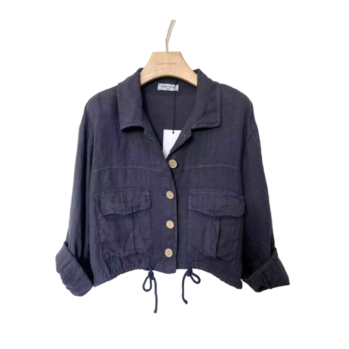 1SO0403-231 [SUNNY STUDIO] Linen Jacket Marine #6076 (EU)