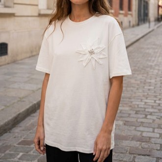 1SO0403-006 [SUNNY STUDIO] Flower T‑shirt White #11946 (EU)