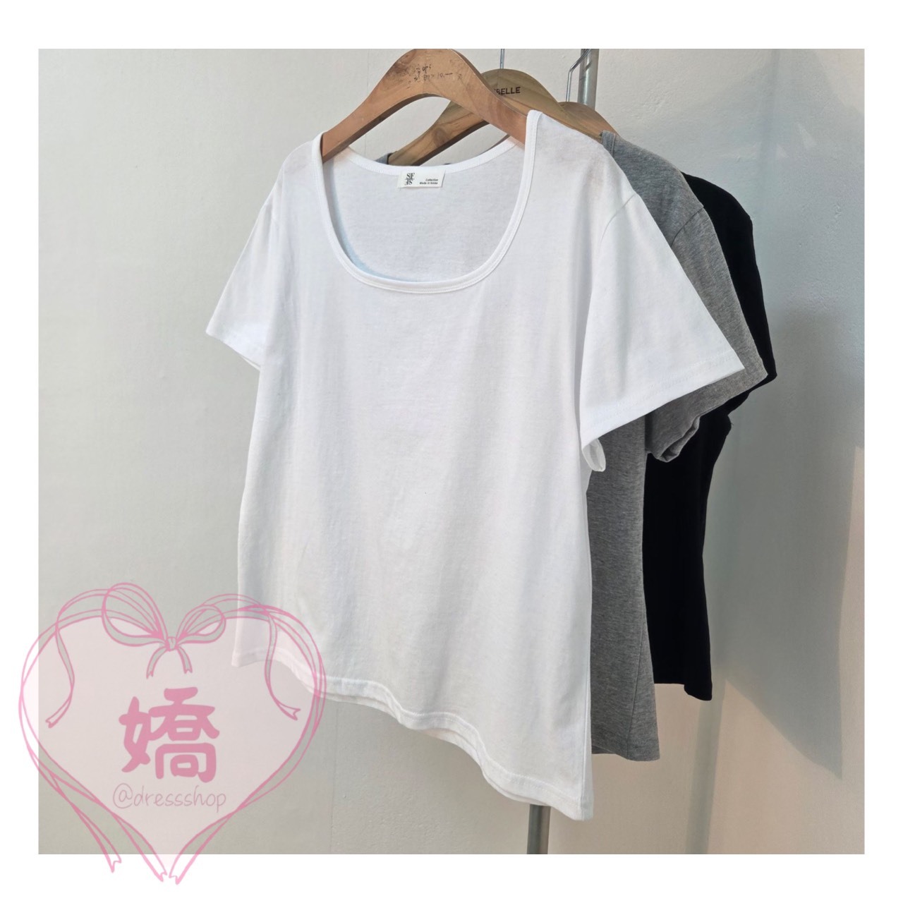 K24006方領修身素踢(白'灰'黑)