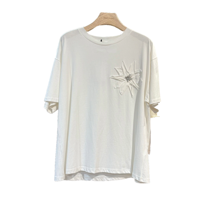 1SO0403-006 [SUNNY STUDIO] Flower T‑shirt White #11946 (EU)