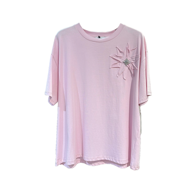 1SO0403-010 [SUNNY STUDIO] Flower T‑shirt Rose #11946 (EU)