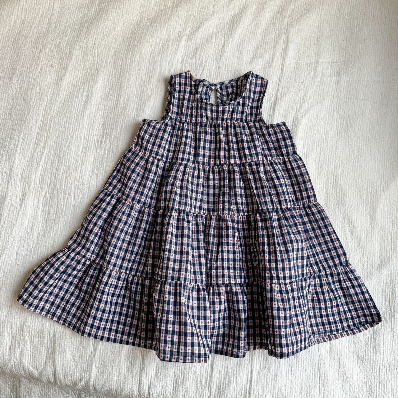 格紋襯衫無袖洋裝