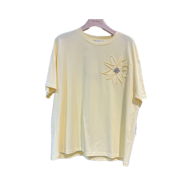 1SO0403-012 [SUNNY STUDIO] Flower T‑shirt Jaune #11946 (EU)