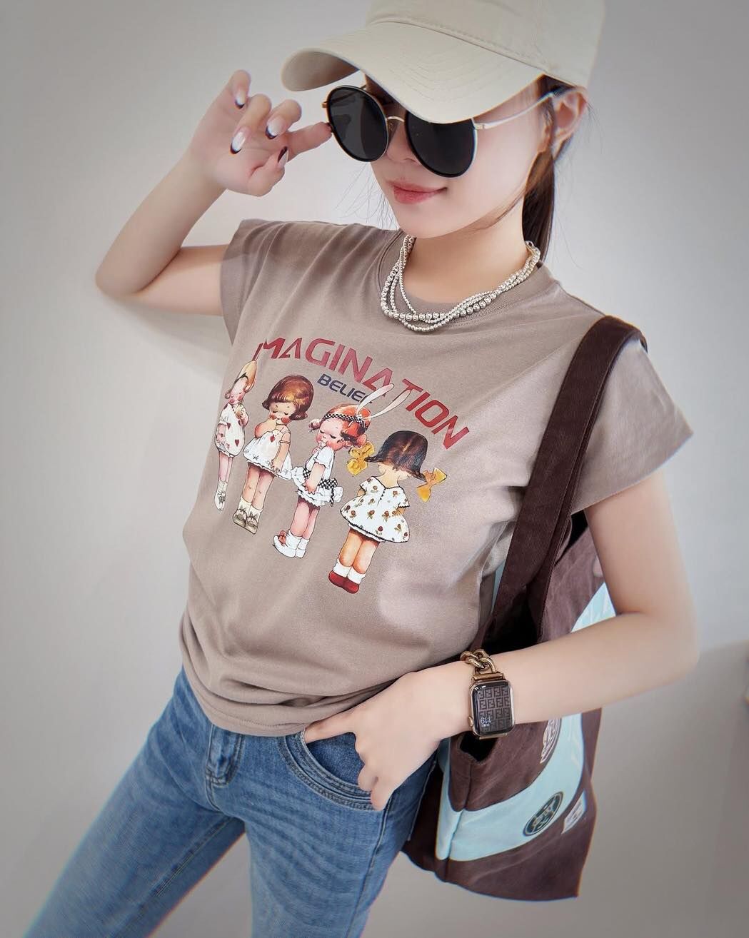 【可愛又顯瘦的女孩字母造型棉tee】（預購）