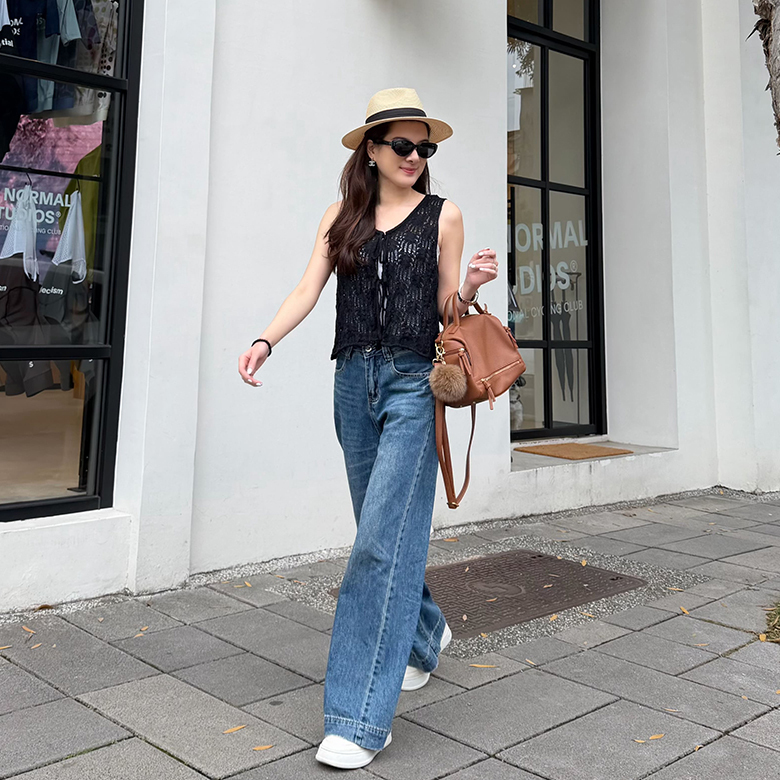 日系勾織綁帶背心