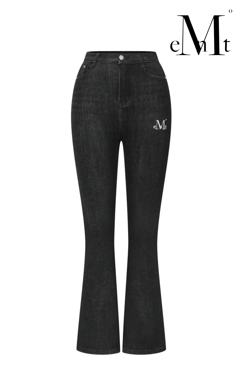 【 4/19收單 】MUCENT 率性黑丹寧喇叭褲 韓國