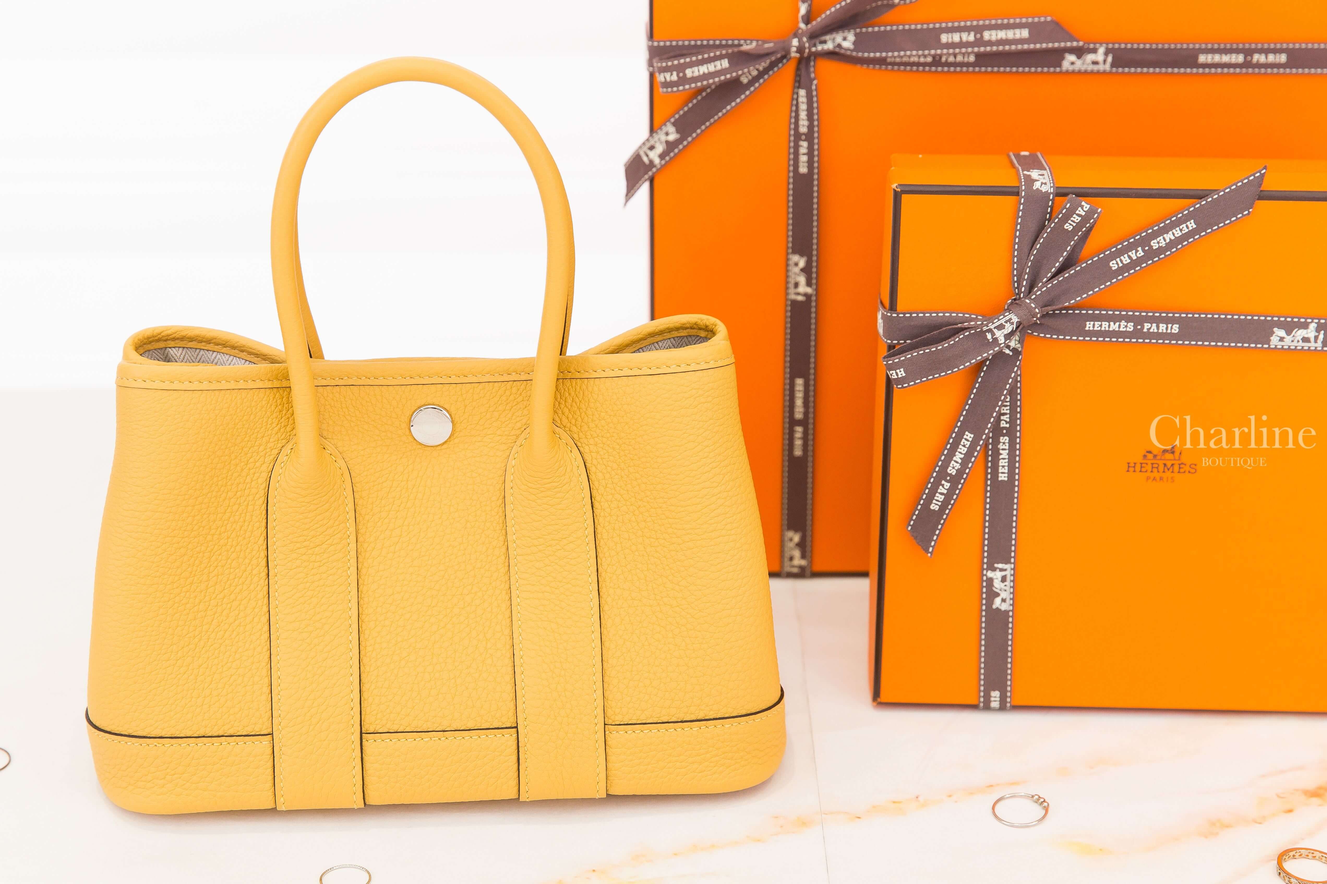 Hermès Neo Garden Party 23cm 1A Paille Togo 玉米黃迷你手提包
