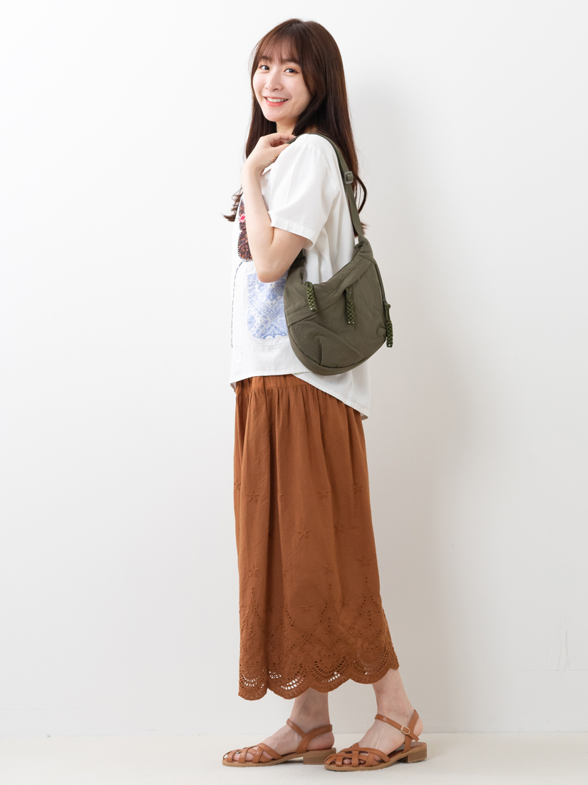 拼布小貓口袋棉麻感上衣繡花純棉寬褲組合